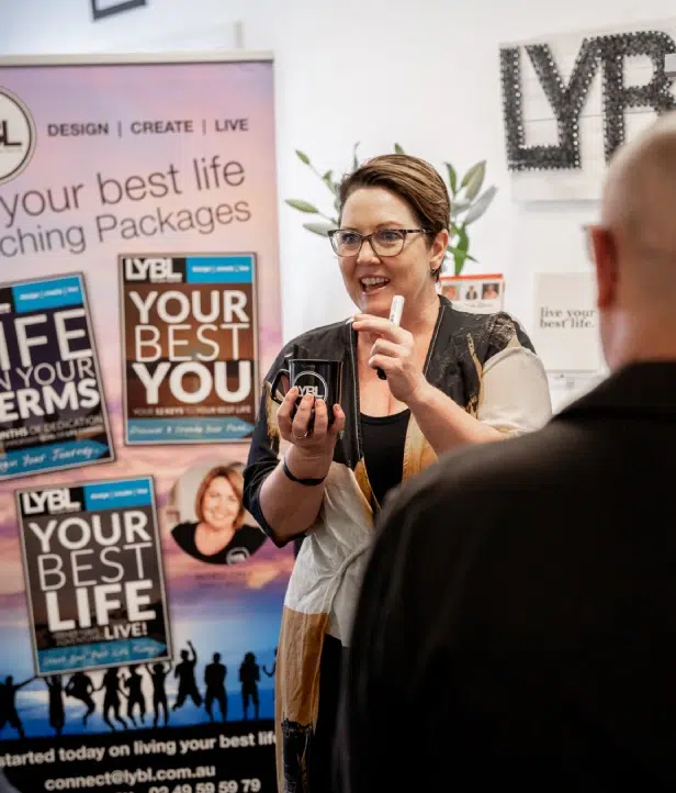 Michele holding lybl mug Michele holding lybl mug