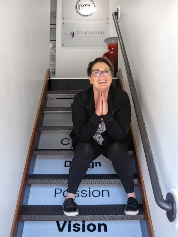 Michele on stairs